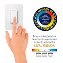 Plafon Painel LED Sobrepor 18W Toronto Multicor 180° Redondo Branco c/ Dourado Hevvy ST3110 interruptor