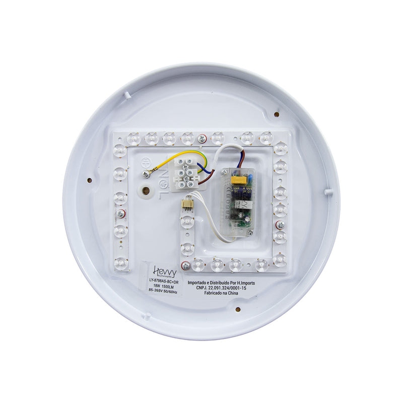 Plafon Painel LED Sobrepor 18W Toronto Multicor 180° Redondo Preto c/ Dourado Hevvy ST3110 verso