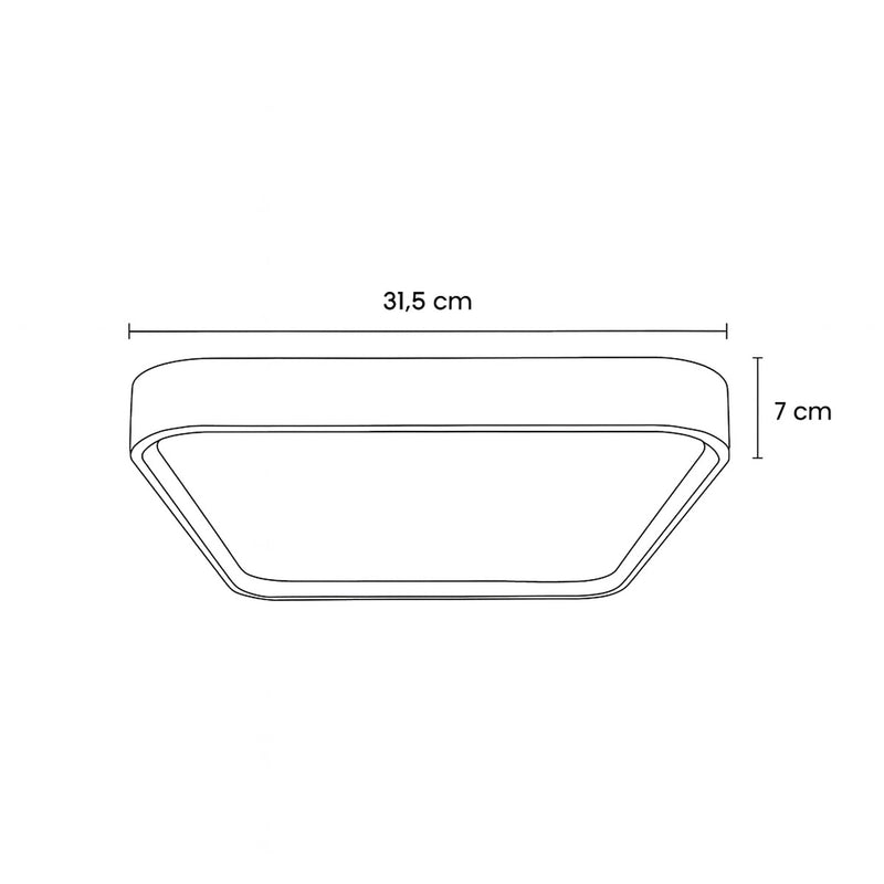 Plafon Painel LED Sobrepor 24W Toronto Multicor 180° Quadrado Branco c/ Branco Hevvy ST3110 medidas 