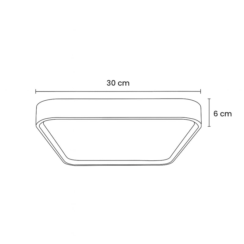 Plafon Painel LED Sobrepor 24W Toronto Multicor 180° Quadrado Preto c/ Dourado Hevvy ST3110 medidas 