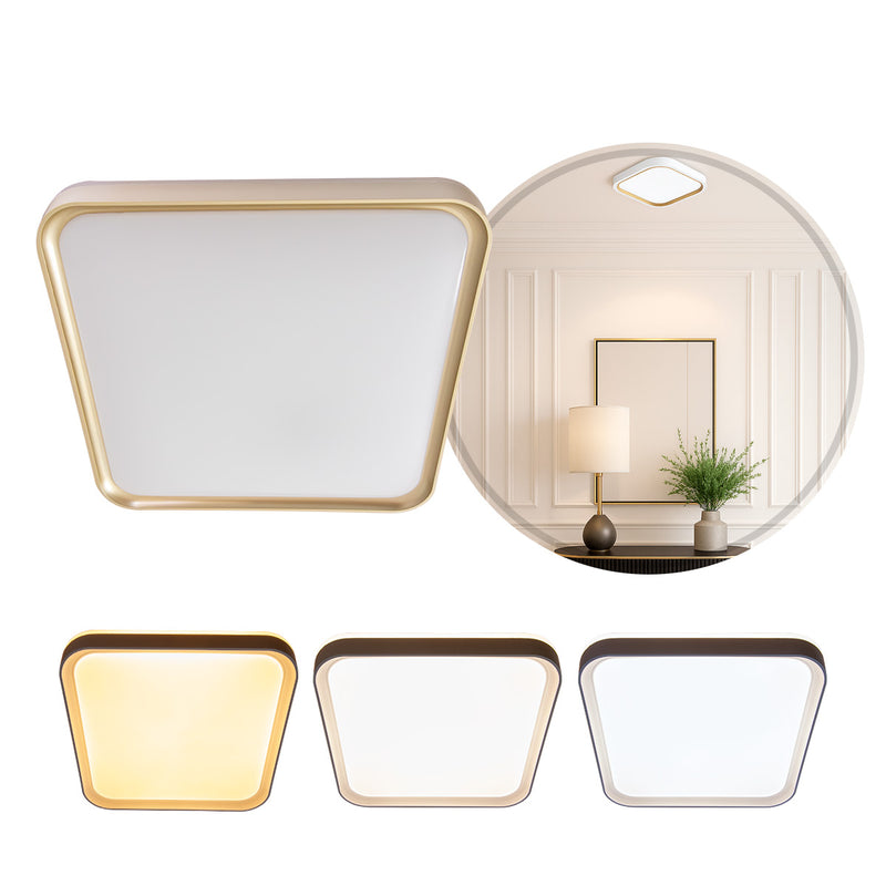 Plafon Painel LED Sobrepor 36W Toronto Multicor 180° Quadrado Branco c/ Dourado Hevvy ST3110 capa