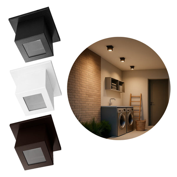 Plafon Spot Box Lexy Sobrepor de Teto Starlumen 1 Facho 1xGU10 Interno e Externo ST3070 CAPA TRES CORES