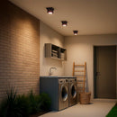 Plafon Spot Box Lexy Sobrepor de Teto Starlumen 1 Facho 1xGU10 Interno e Externo ST3070 AMBIENTADA MARROM LAVANDERIA EXTERNA