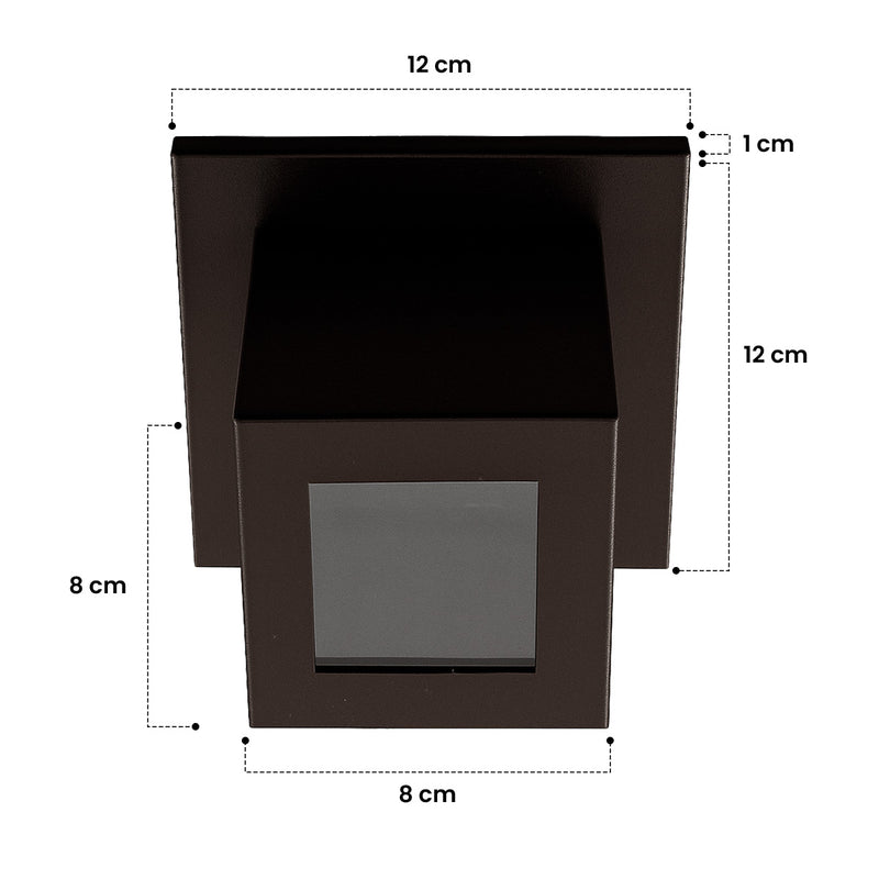 Plafon Spot Box Lexy Sobrepor de Teto Starlumen 1 Facho 1xGU10 Interno e Externo ST3070 MEDIDAS PLAFON MARROM