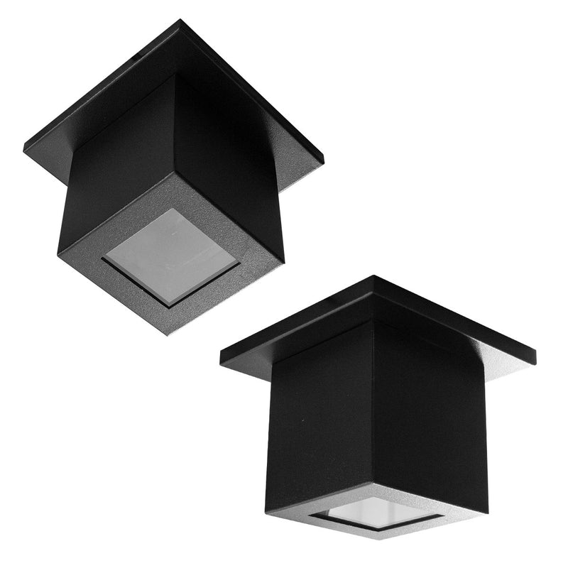 Plafon Spot Box Lexy Sobrepor de Teto Starlumen 1 Facho 1xGU10 Interno e Externo ST3070 PLAFON PRETO DETALHES 