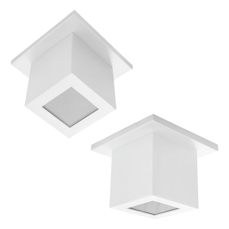 Plafon Spot Box Lexy Sobrepor de Teto Starlumen 1 Facho 1xGU10 Interno e Externo ST3070 PLAFON BRANCO DETALHES