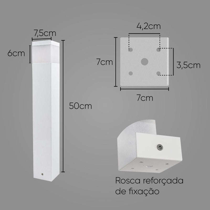Poste Balizador Luminária de Jardim Grivor 50cm Starlumen ST222 - Branco-Starlumen-