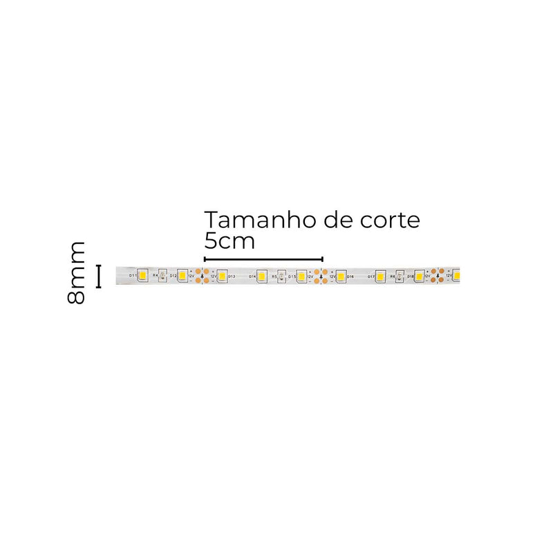 Rolo de Fita LED 5 Metros 3528 Adesiva Branco Quente 60LEDs/m ST3067-Starlumen-