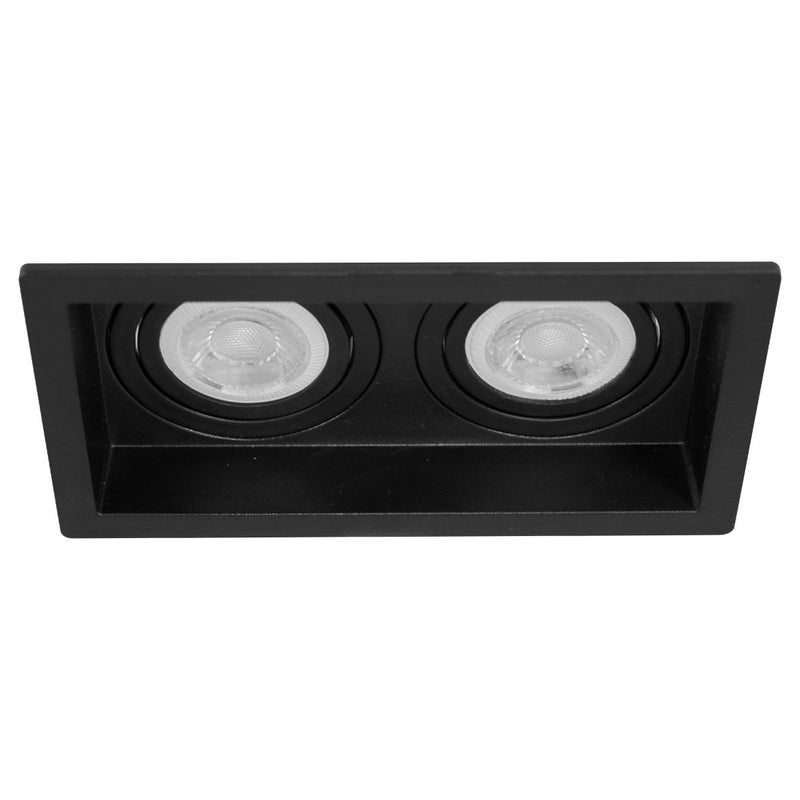 Spot Embutir Duplo Recuado Preto 12,5 X 7cm P/ LED MR11 GU10 Save Energy SE-330.3128 ST2842