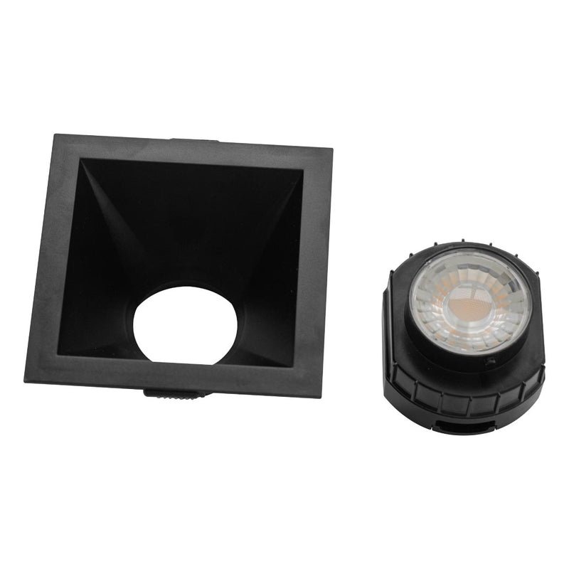 Spot Quadrado Embutir Preto LED 8W 60° Branco Quente Downlight SE 360.2224 ST2738