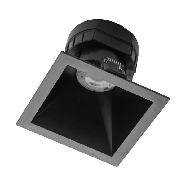 Spot Quadrado Embutir Preto LED 8W 60° Branco Quente Downlight SE 360.2224 ST2738