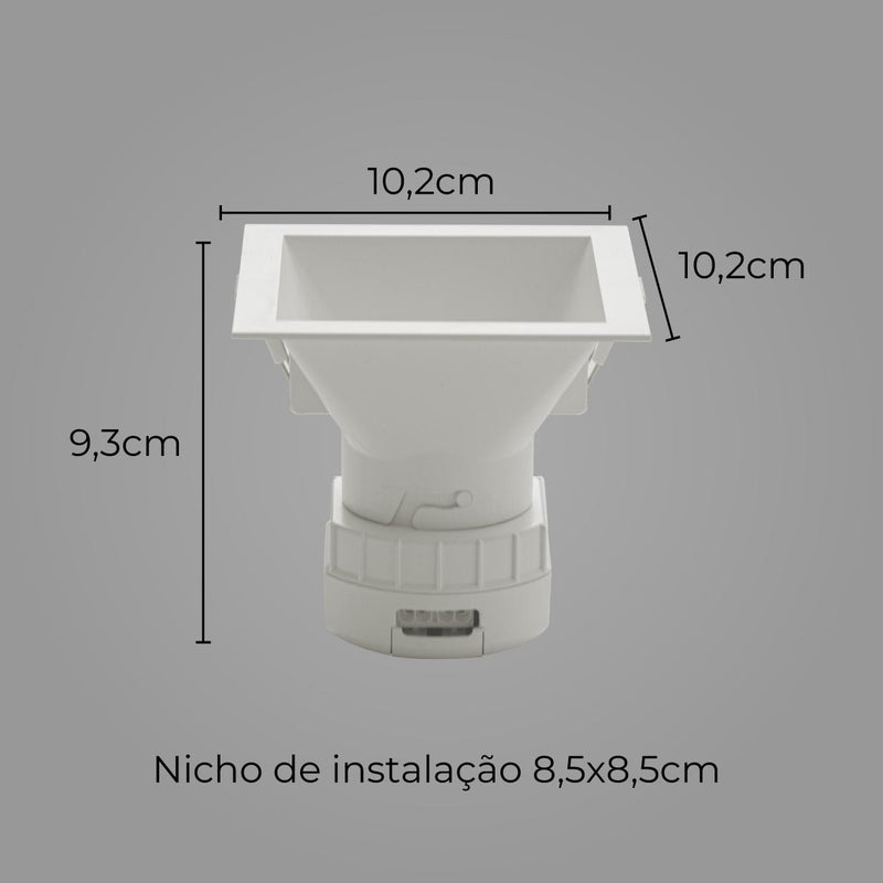 Spot Quadrado Embutir Branco LED 8W 60° Branco Quente Downlight SE 360.2227 ST2738