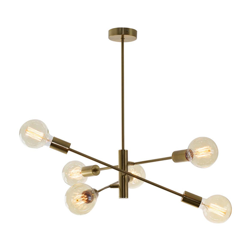 Lustre Pendente Moderno 3 Hastes Ouro para 6 E27 DS8198 Delis ST2530