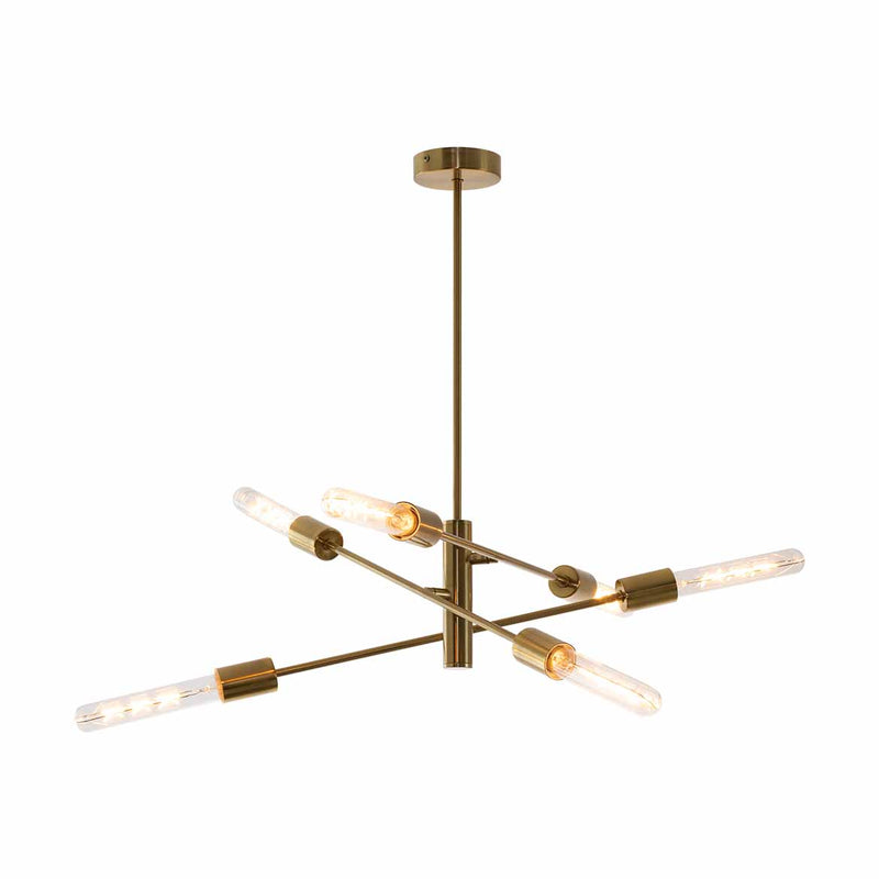 Lustre Pendente Moderno 3 Hastes Ouro para 6 E27 DS8198 Delis ST2530