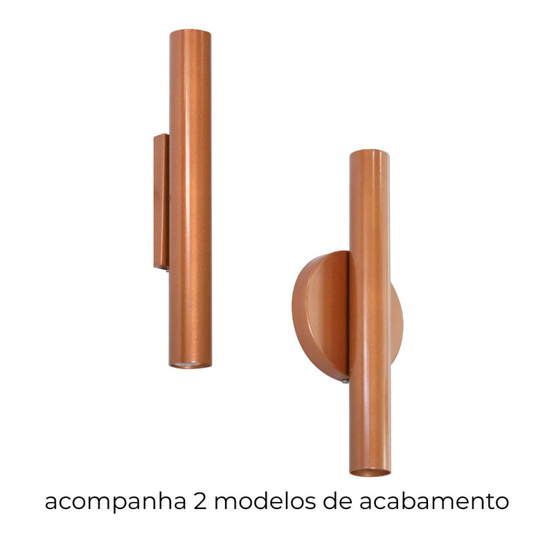 Arandela Tubo Cilindro 30cm Cobre 2 fachos p/ MR11 Starlumen ST2773