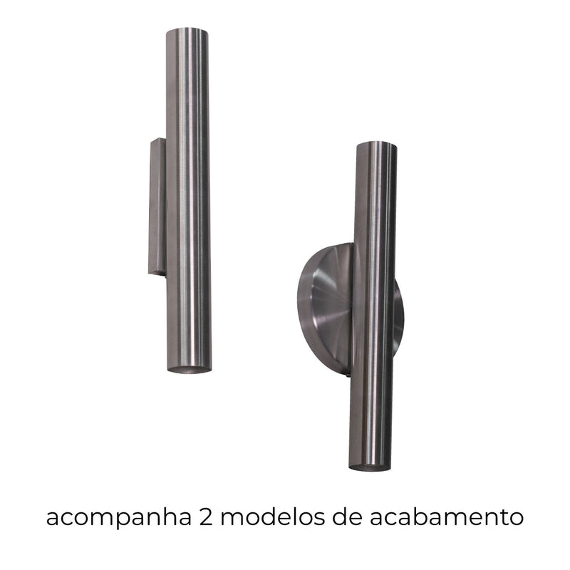 Arandela Tubo Cilindro 30cm Escovado 2 fachos p/ MR11 Starlumen ST2773