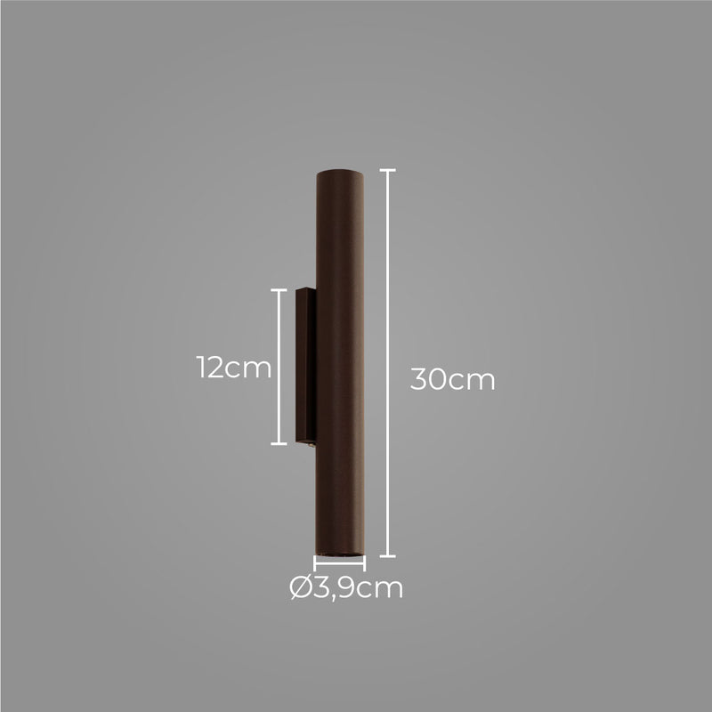 Arandela Tubo Cilindro 30cm Marrom 2 fachos p/ MR11 Starlumen ST2773