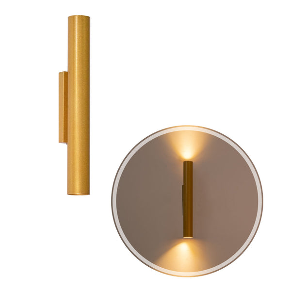 Arandela Tubo Cilindro 30cm Dourado 2 fachos p/ MR11 Starlumen ST2773
