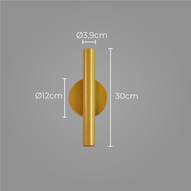 Arandela Tubo Cilindro 30cm Dourado 2 fachos p/ MR11 Starlumen ST2773