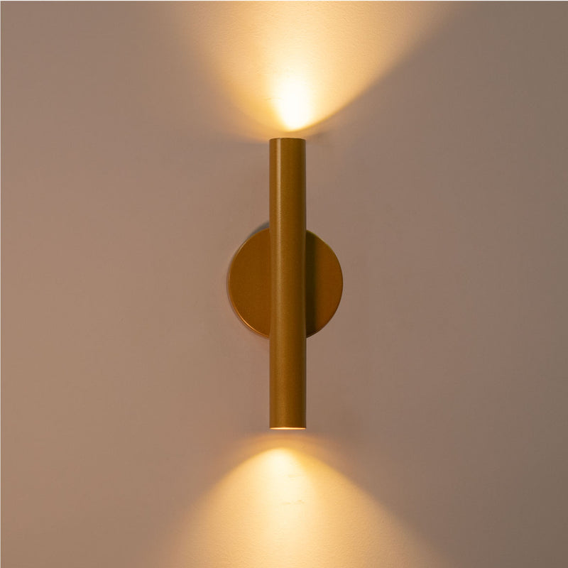 Arandela Tubo Cilindro 30cm Dourado 2 fachos p/ MR11 Starlumen ST2773