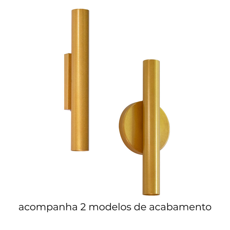 Arandela Tubo Cilindro 30cm Dourado 2 fachos p/ MR11 Starlumen ST2773