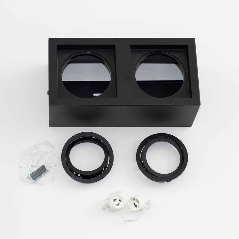 Plafon Spot Sobrepor Box Duplo Preto p/ 2xAR70 Starlumen ST2943