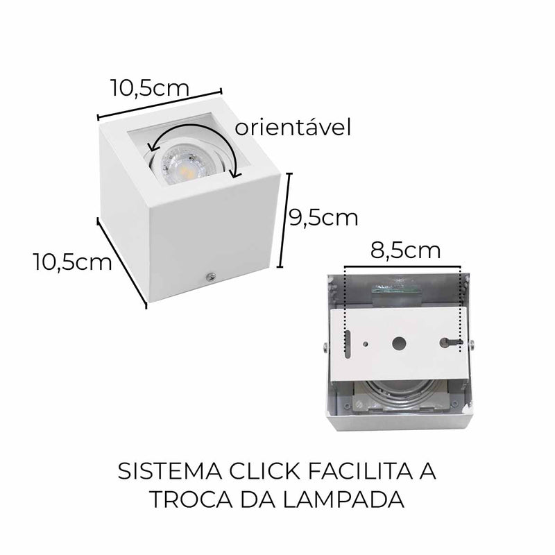 Plafon Spot Sobrepor Box Branco 1 Facho p/ MR16 Starlumen ST2944