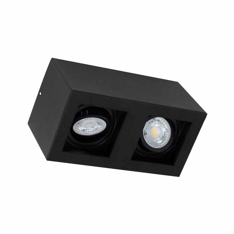 Plafon Spot Sobrepor Box Duplo Preto p/ 2x MR16 Starlumen ST2945