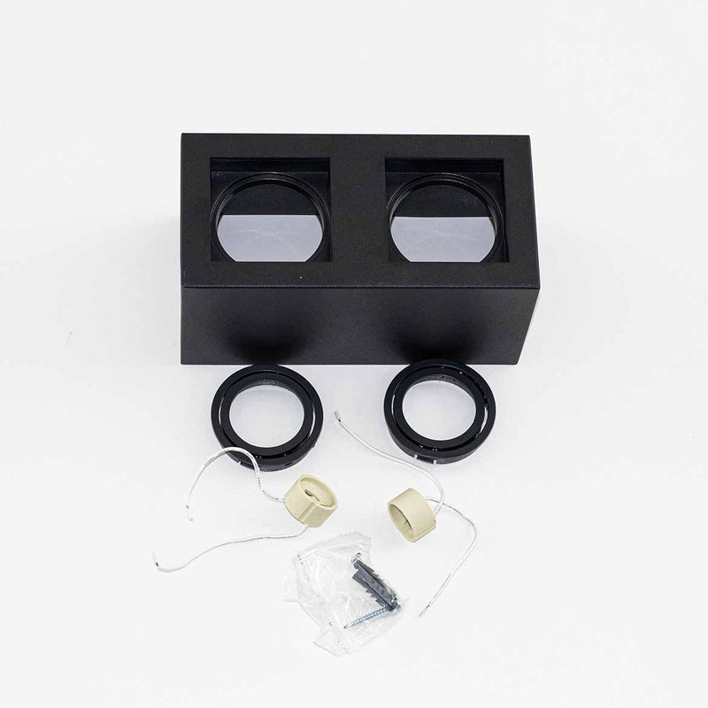 Plafon Spot Sobrepor Box Duplo Preto p/ 2x MR16 Starlumen ST2945