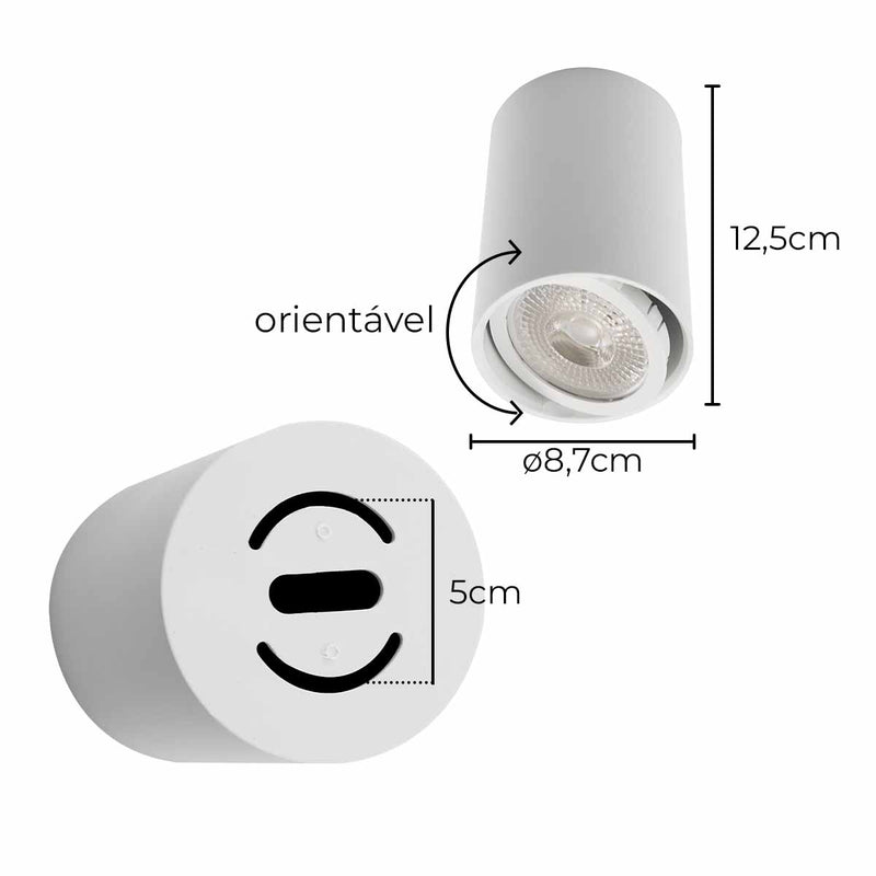 Spot Sobrepor Redondo 8,7cm em ABS P/ PAR20 E27 SZ292S ST3036