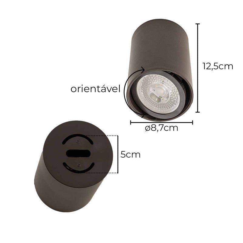 Spot Sobrepor Redondo 8,7cm em ABS P/ PAR20 E27 SZ292S ST3036