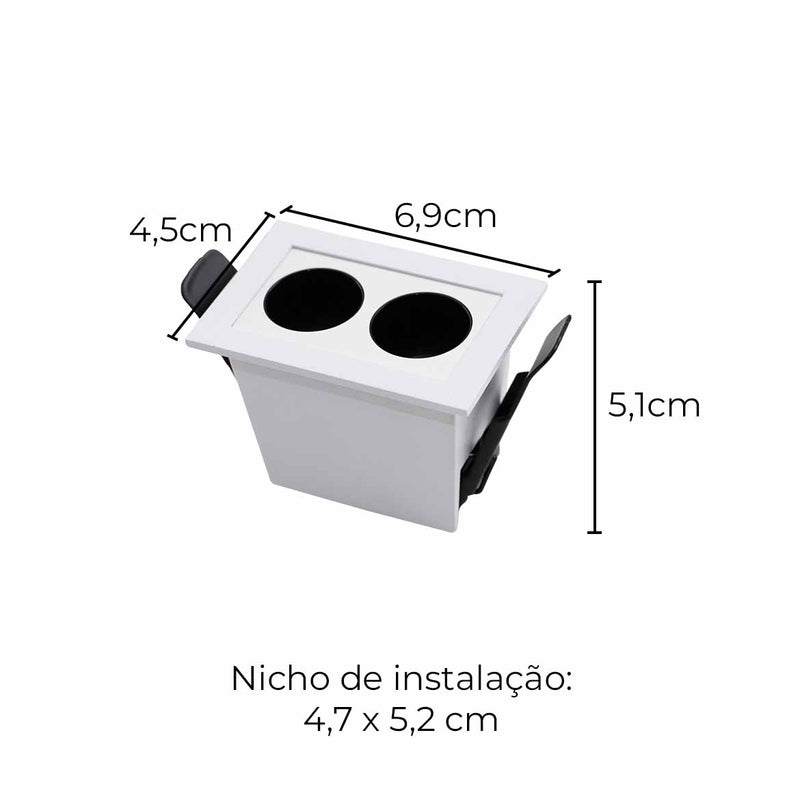 Spot Duplo Downlight Powerus Embutir 38° LED 4W Br. Quente 360lm 6371 NORDECOR ST2990-Nordecor-Starlumen