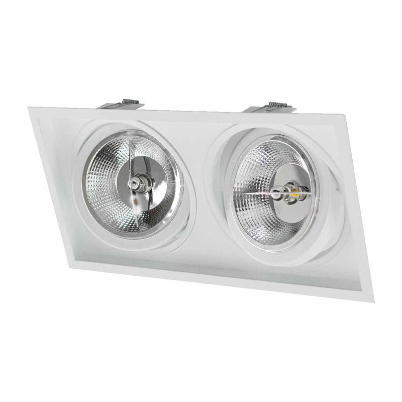 Spot Duplo Embutir Alumínio FIT CLICK Branco p/ 2x AR111 Falge ST2986-Falge-Starlumen