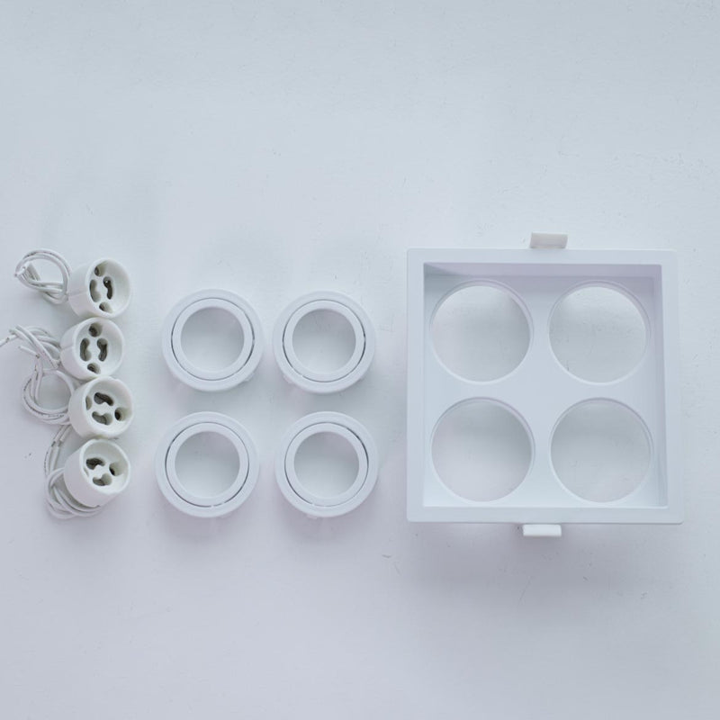 Spot Embutido Quadruplo Recuado Branco 12,5x12,5CM P/ 4 MR11 GU10 Save Energy SE-330.3127 ST2840-Save Energy-Starlumen