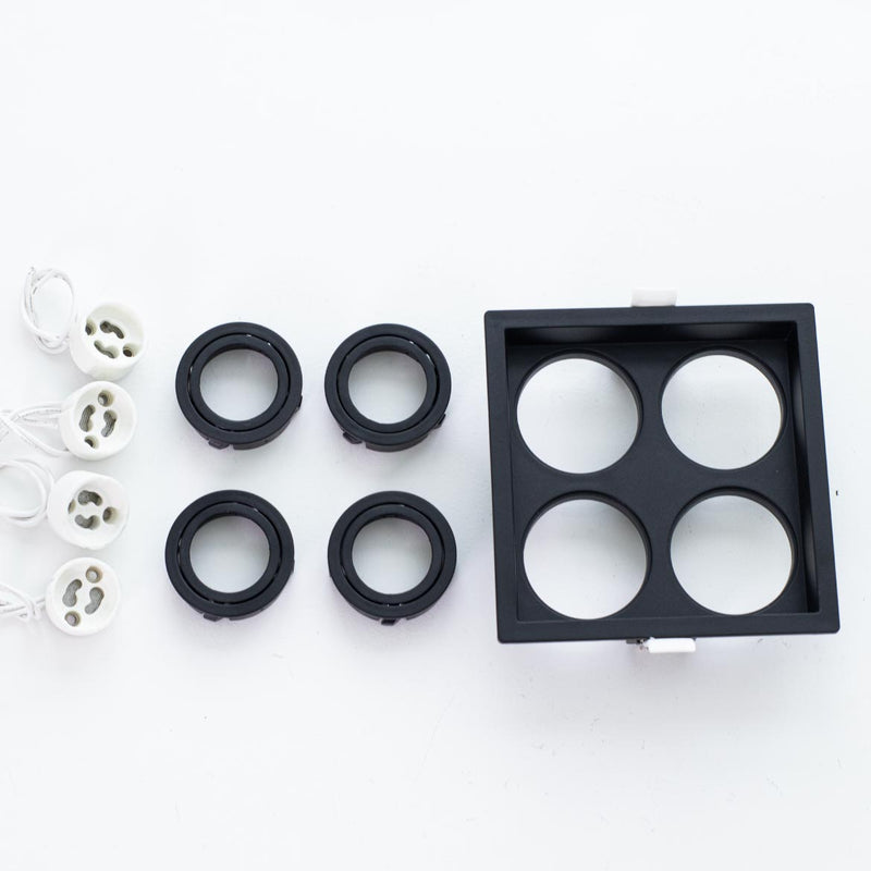 Spot Embutido Quadruplo Recuado Preto 12,5x12,5CM P/ 4 MR11 GU10 Save Energy SE-330.3129 ST2840-Save Energy-Starlumen