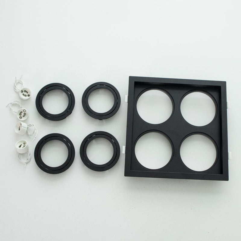 Spot Embutido Quadruplo Recuado Preto 23,5x23,5CM P/ 4 AR70 GU10 Save Energy SE-330.2916 ST2832-Save Energy-Starlumen