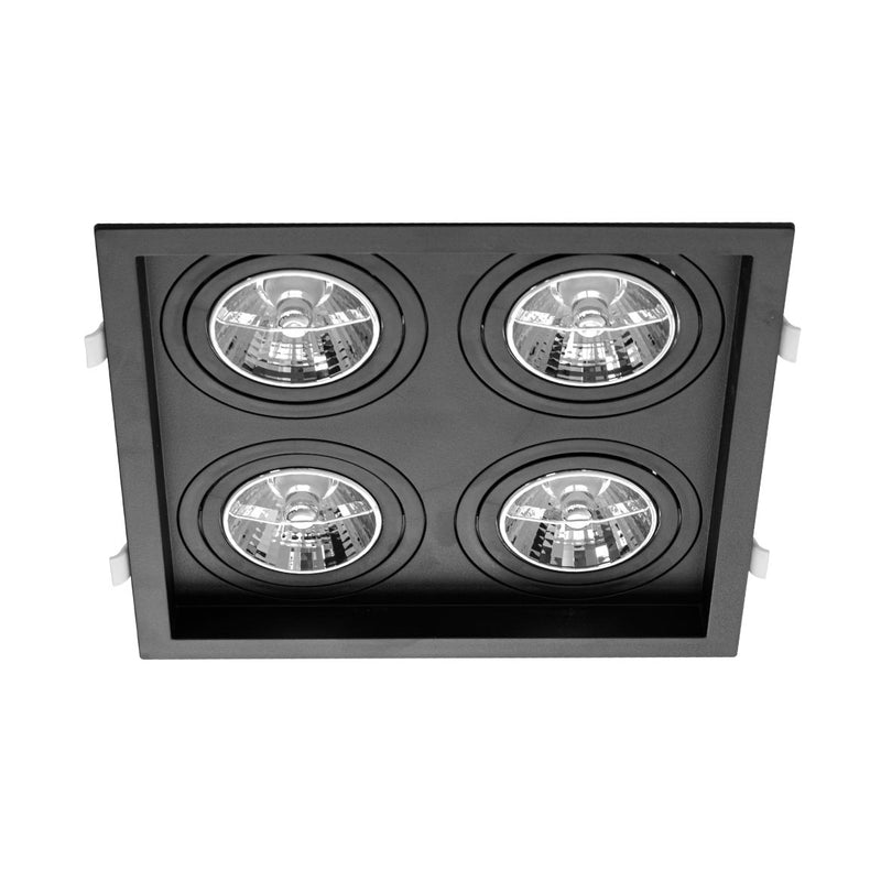 Spot Embutido Quadruplo Recuado Preto 23,5x23,5CM P/ 4 AR70 GU10 Save Energy SE-330.2916 ST2832-Save Energy-Starlumen
