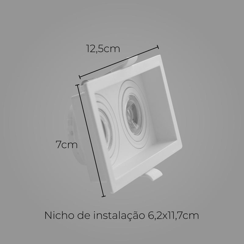 Spot Embutir Duplo Recuado Branco 12,5 X 7cm P/ LED MR11 GU10 Save Energy SE-330.3126 ST2842-Save Energy-Starlumen