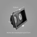 Spot Embutir Duplo Recuado Preto 12,5 X 7cm P/ LED MR11 GU10 Save Energy SE-330.3128 ST2842-Save Energy-Starlumen