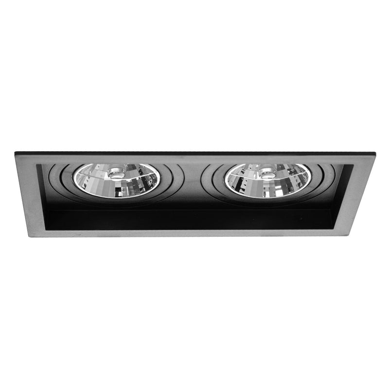 Spot Embutir Duplo Recuado Preto 13x23,5CM P/ 2 AR70 GU10 Save Energy SE-330.2914 ST2836-Save Energy-Starlumen
