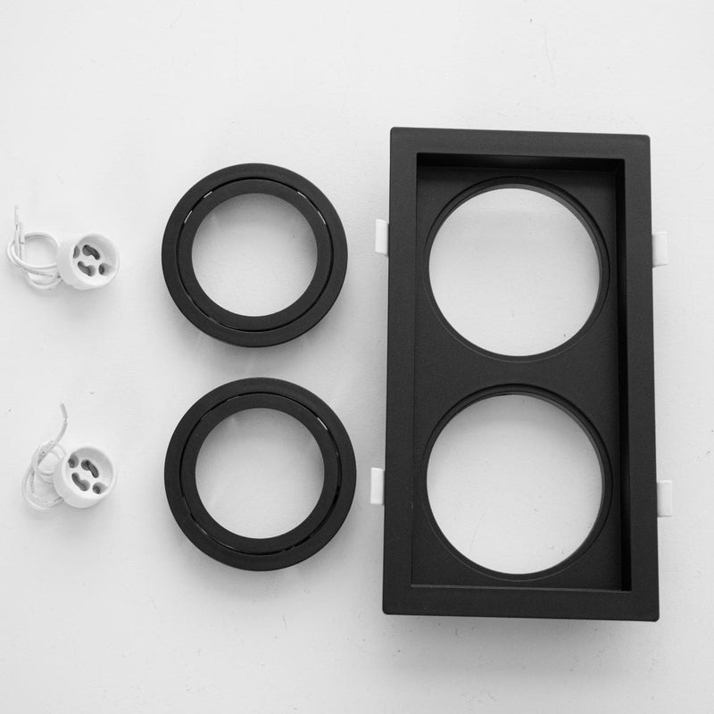 Spot Embutir Duplo Recuado Preto 13x23,5CM P/ 2 AR70 GU10 Save Energy SE-330.2914 ST2836-Save Energy-Starlumen