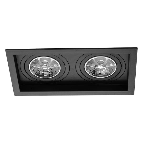 Spot Embutir Duplo Recuado Preto 13x23,5CM P/ 2 AR70 GU10 Save Energy SE-330.2914 ST2836-Save Energy-Starlumen