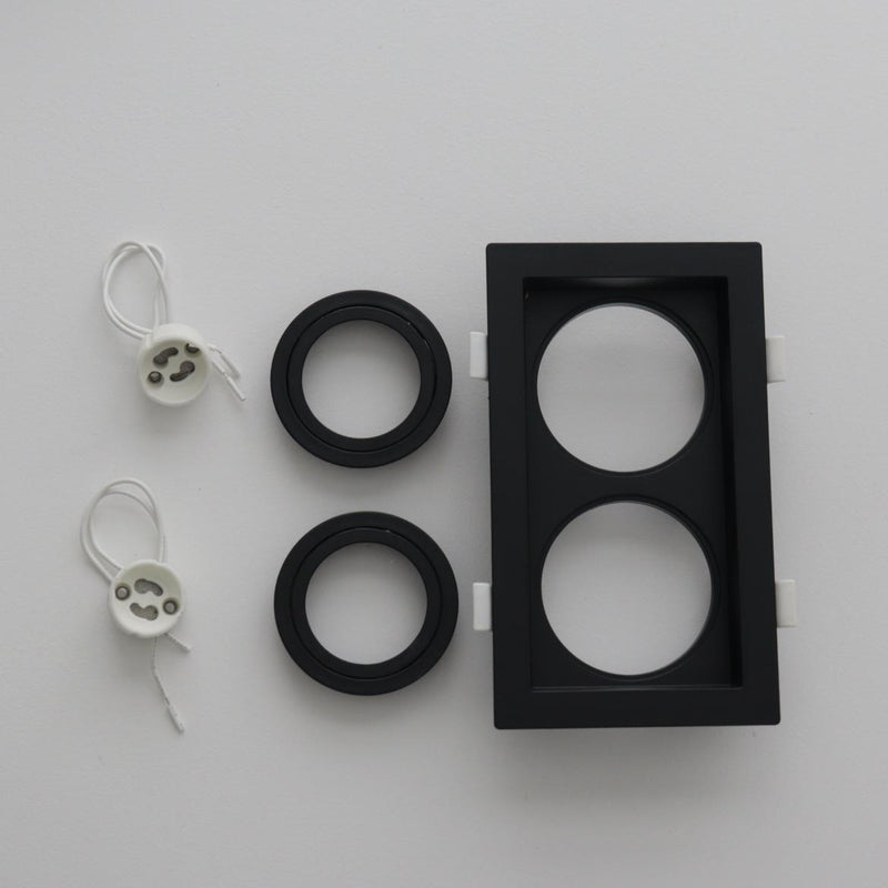 Spot Embutir Duplo Recuado Preto P/ 2 MR16 GU10 Save SE-330.2896 ST2831-Save Energy-Starlumen