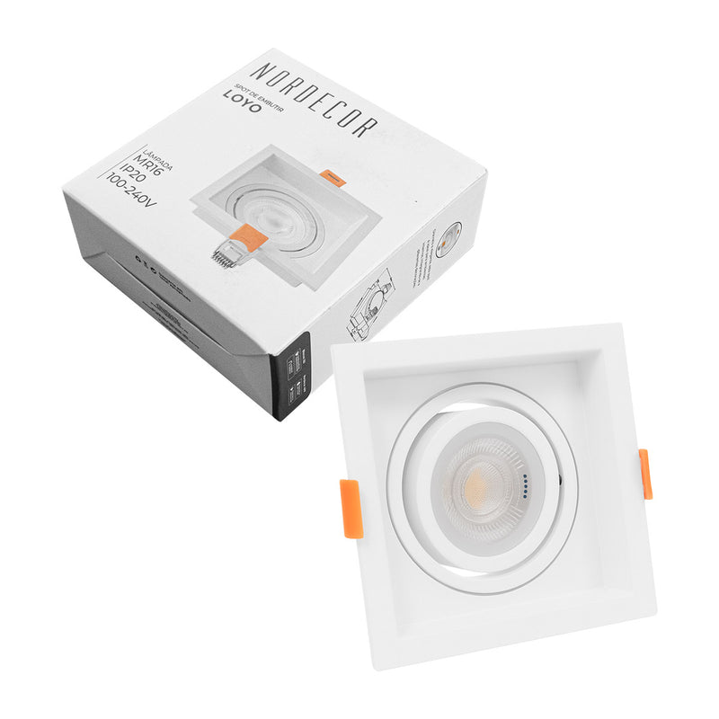 Spot Embutir Loyo Quadrado Branco P/MR16 IP20 Policarbonato 6820 Nordecor ST3235-NORDECOR-Starlumen