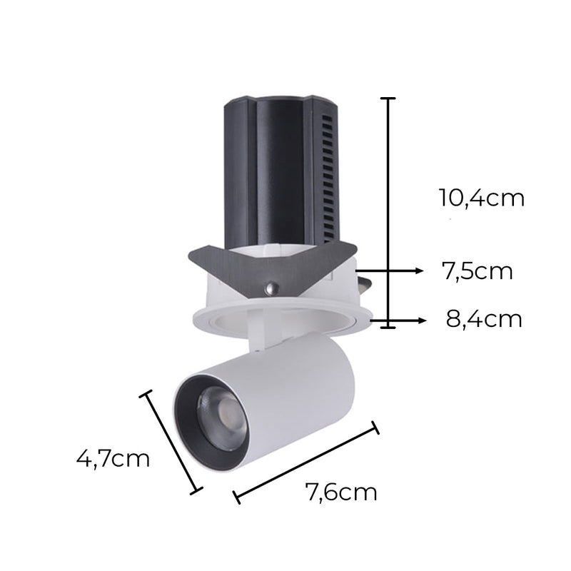 Spot LED Embutir Retrátil AIVA 24° 12W 2700K C/ Facho Direcionável a 360° Nordecor ST2925-Nordecor-Starlumen