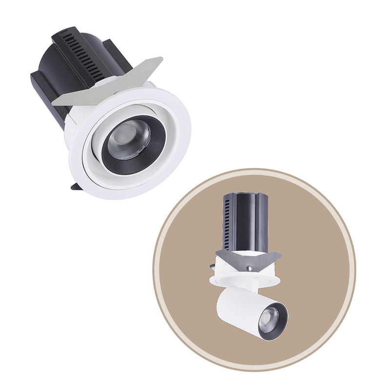 Spot LED Embutir Retrátil AIVA 24° 12W 2700K C/ Facho Direcionável a 360° Nordecor ST2925-Nordecor-Branco com Preto-Starlumen