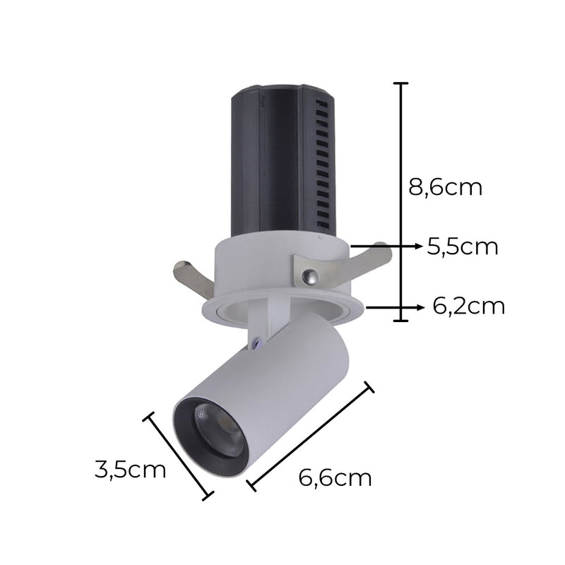 Spot LED Embutir Retrátil AIVA 24° 7W 2700K C/ Facho Direcionável a 360° Nordecor ST2925-Nordecor-Starlumen