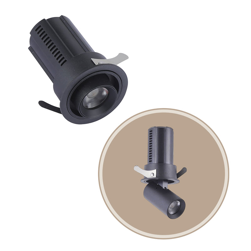 Spot LED Embutir Retrátil AIVA 24° 7W 2700K C/ Facho Direcionável a 360° Nordecor ST2925-Nordecor-Preto-Starlumen
