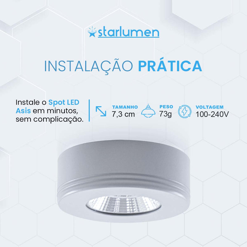 Spot LED Sobrepor Asis Redondo 5W 3000k IRC70 6169 Nordecor ST3137-Nordecor-Starlumen