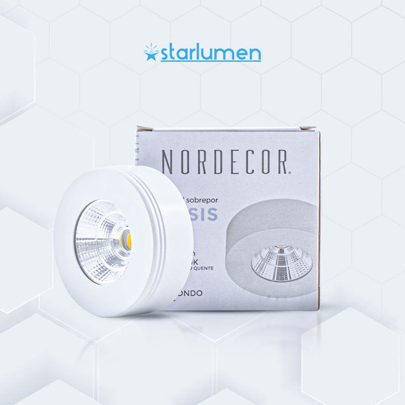 Spot LED Sobrepor Asis Redondo 5W 3000k IRC70 6169 Nordecor ST3137-Nordecor-Starlumen